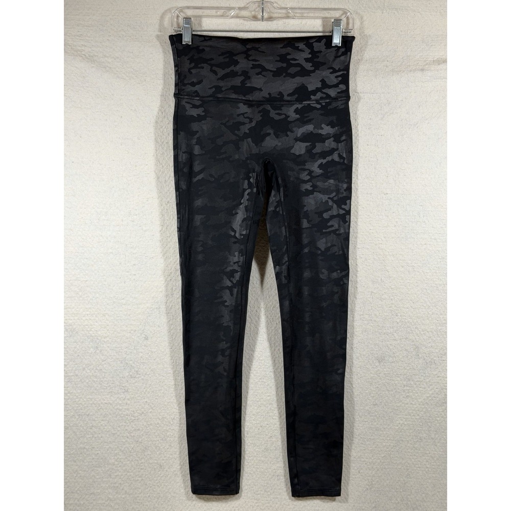 Spanx Camo Leggings Womens Small Black Gray High Rise Shaping Athleisure Yoga